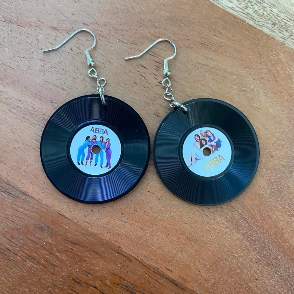 Abba Mini Vinyl Disc Earrings Music 90s - Picture 3 of 4
